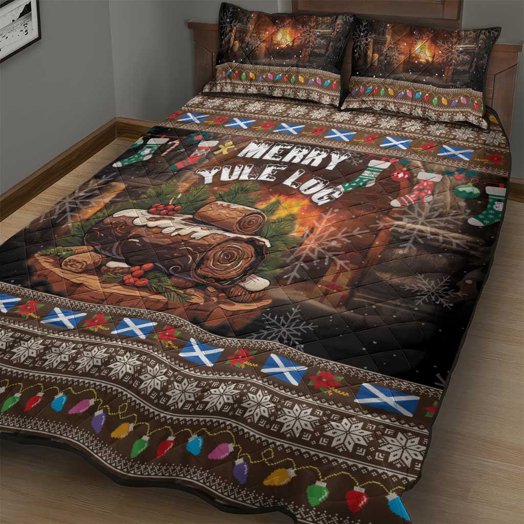 Scotland Christmas Quilt Bed Set Merry Yule Log - Wonder Print Shop