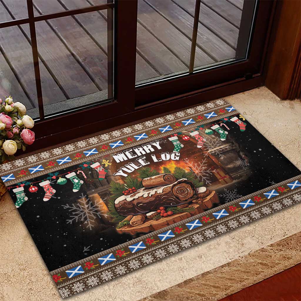 Scotland Christmas Rubber Doormat Merry Yule Log - Wonder Print Shop