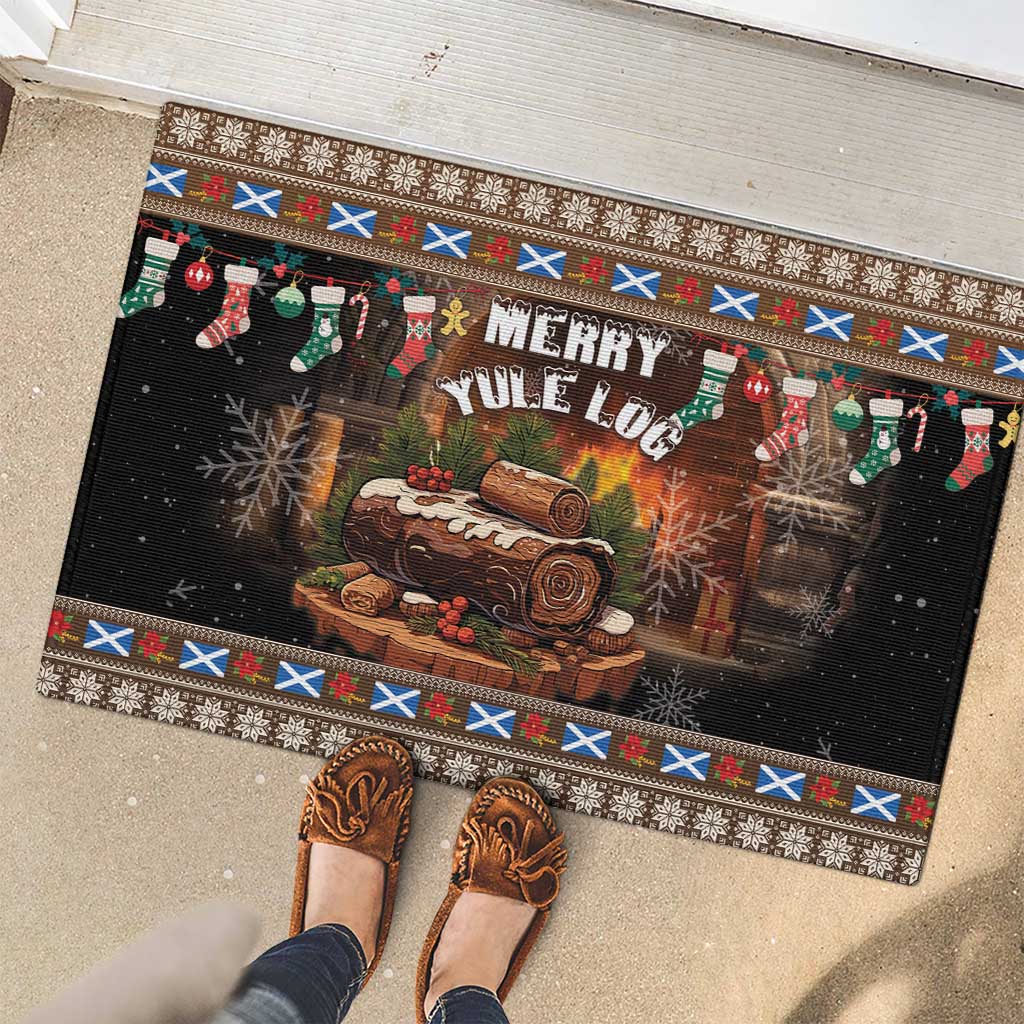 Scotland Christmas Rubber Doormat Merry Yule Log - Wonder Print Shop