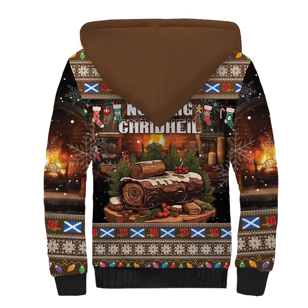 Scotland Christmas Sherpa Hoodie Merry Yule Log - Wonder Print Shop