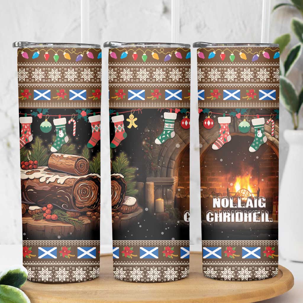Scotland Christmas Skinny Tumbler Merry Yule Log - Wonder Print Shop