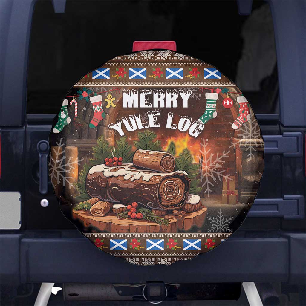 Scotland Christmas Spare Tire Cover Merry Yule Log - Wonder Print Shop