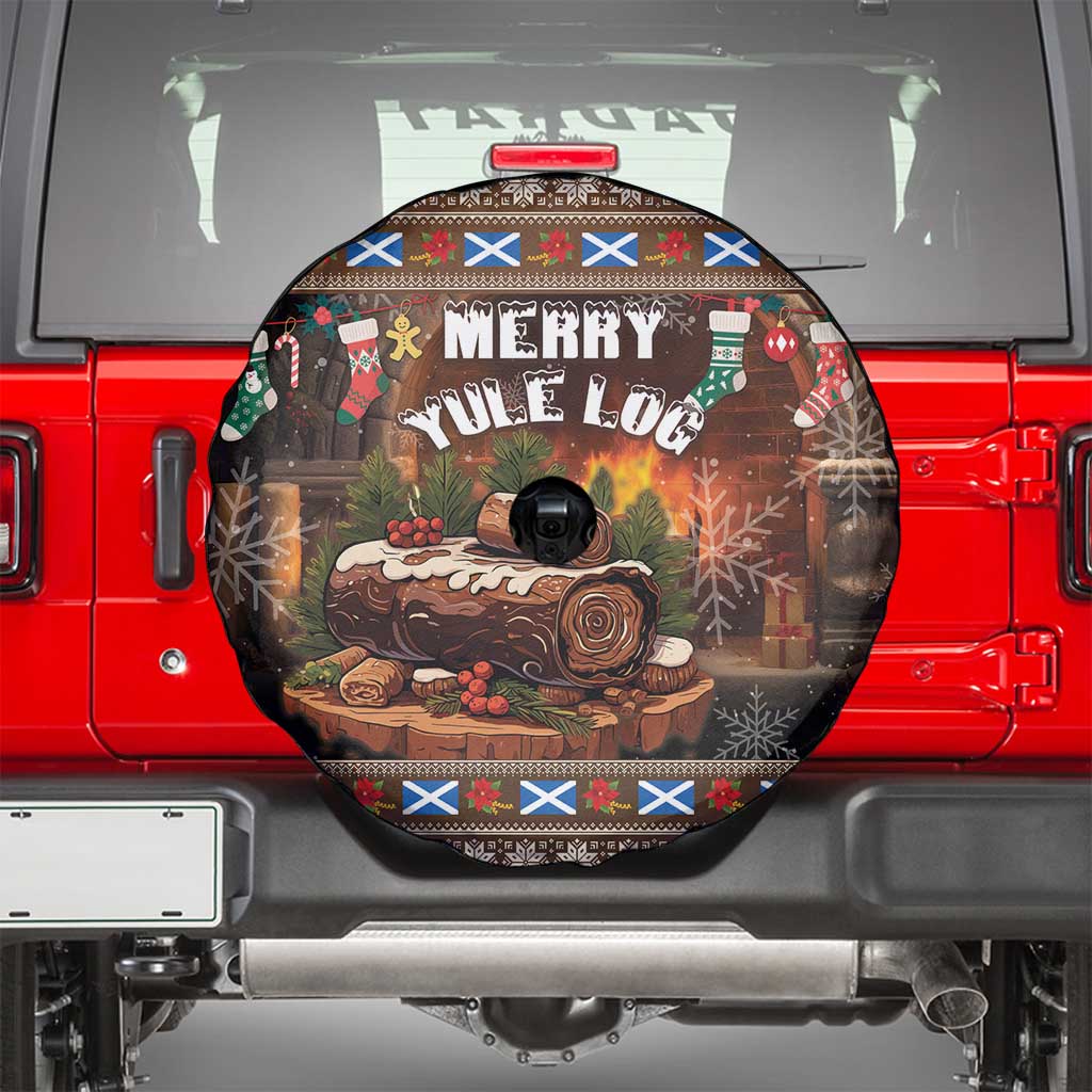 Scotland Christmas Spare Tire Cover Merry Yule Log - Wonder Print Shop