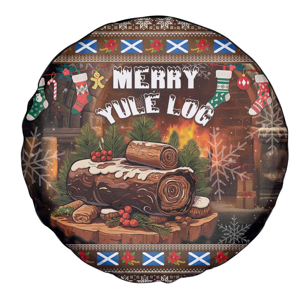 Scotland Christmas Spare Tire Cover Merry Yule Log - Wonder Print Shop