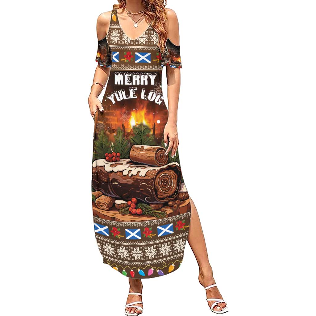 Scotland Christmas Summer Maxi Dress Merry Yule Log - Wonder Print Shop
