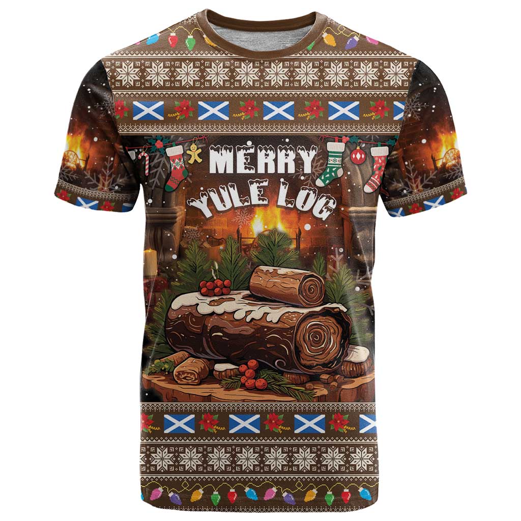 Scotland Christmas T Shirt Merry Yule Log - Wonder Print Shop