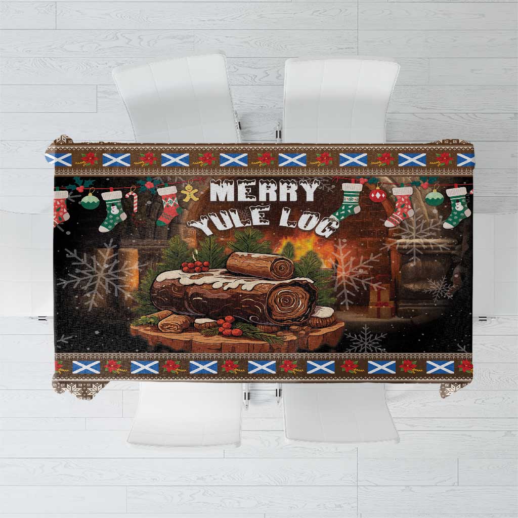 Scotland Christmas Tablecloth Merry Yule Log - Wonder Print Shop