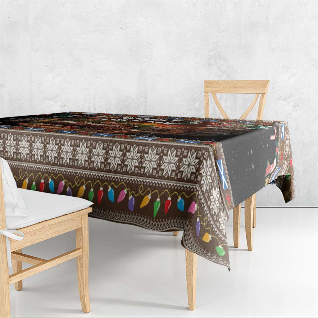 Scotland Christmas Tablecloth Merry Yule Log - Wonder Print Shop