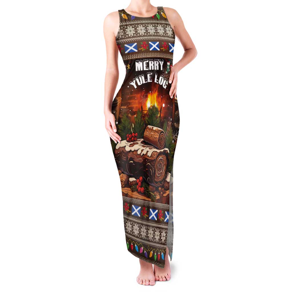 Scotland Christmas Tank Maxi Dress Merry Yule Log - Wonder Print Shop