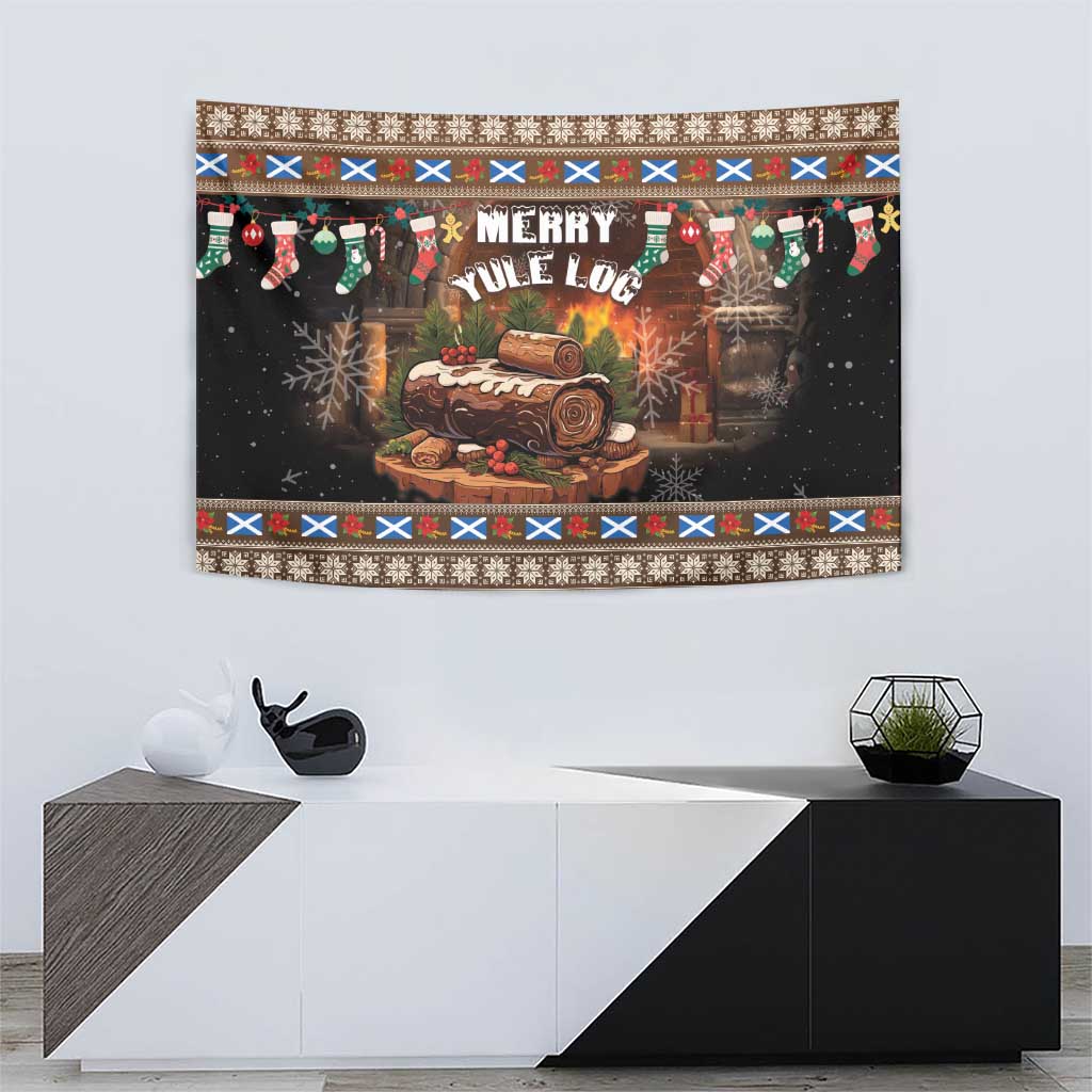 Scotland Christmas Tapestry Merry Yule Log - Wonder Print Shop