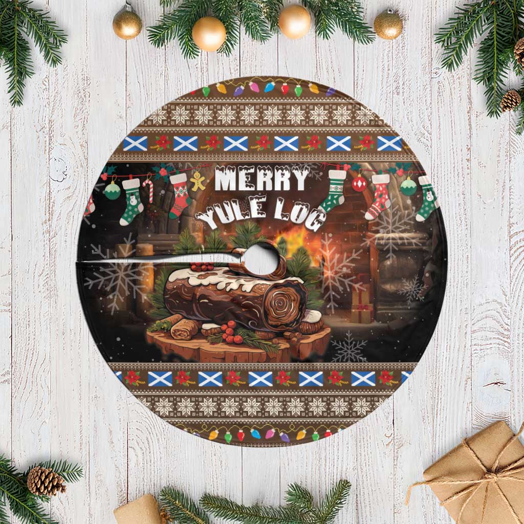 Scotland Christmas Tree Skirt Merry Yule Log - Wonder Print Shop