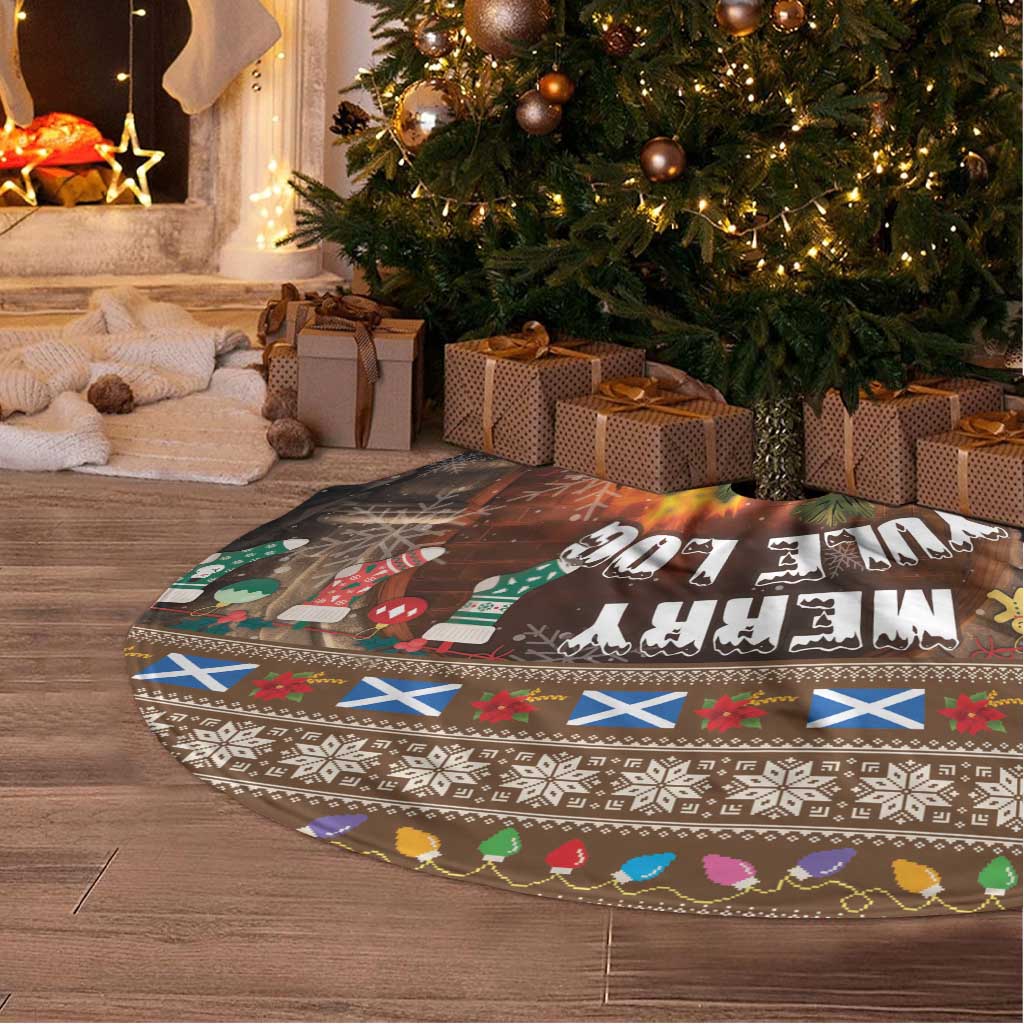 Scotland Christmas Tree Skirt Merry Yule Log - Wonder Print Shop