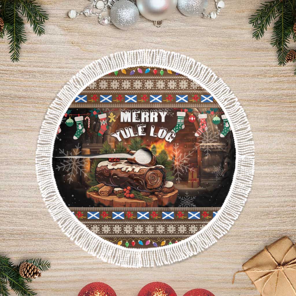 Scotland Christmas Tree Skirt Merry Yule Log - Wonder Print Shop