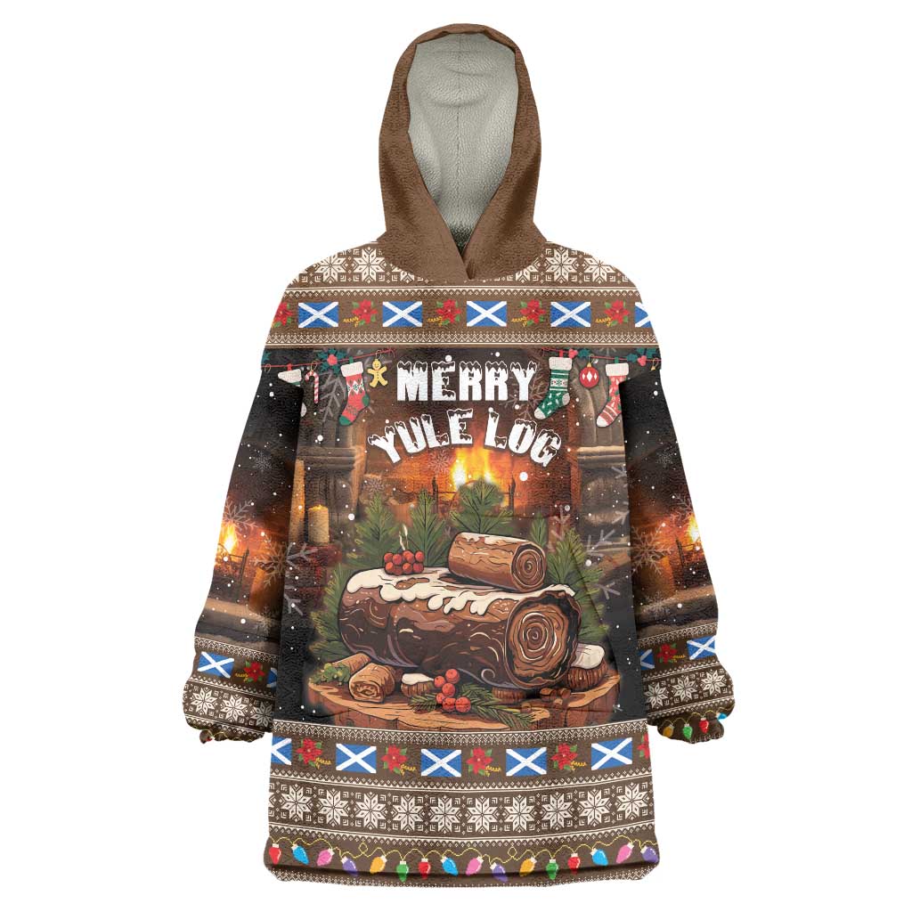 Scotland Christmas Wearable Blanket Hoodie Merry Yule Log - Wonder Print Shop