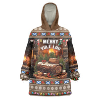 Scotland Christmas Wearable Blanket Hoodie Merry Yule Log - Wonder Print Shop