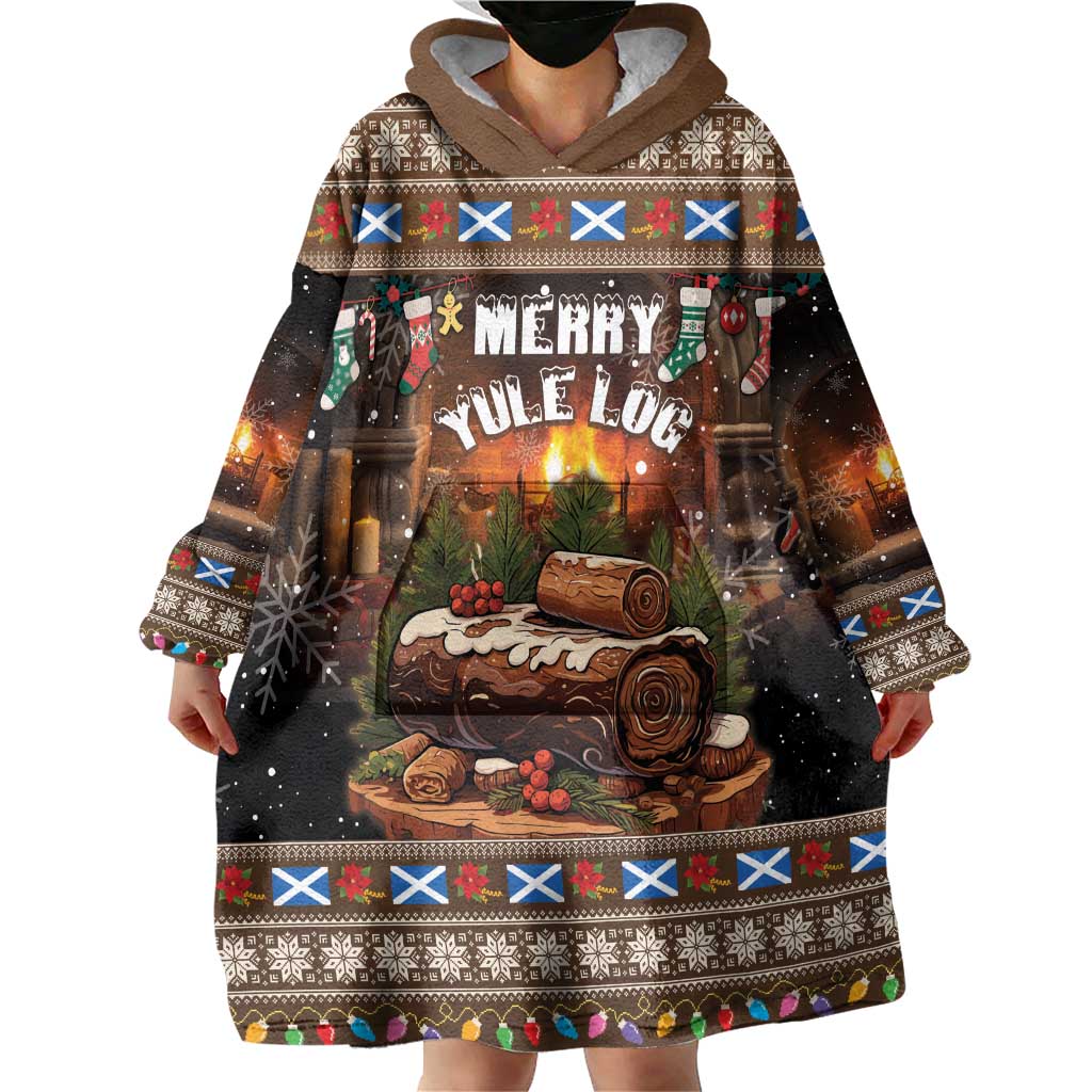 Scotland Christmas Wearable Blanket Hoodie Merry Yule Log - Wonder Print Shop