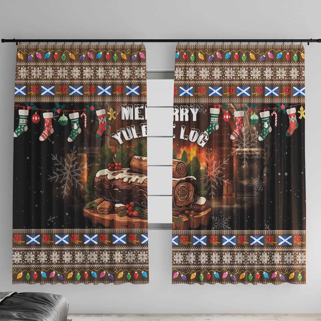 Scotland Christmas Window Curtain Merry Yule Log - Wonder Print Shop