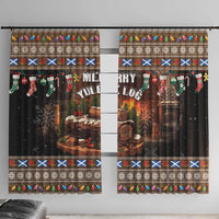Scotland Christmas Window Curtain Merry Yule Log - Wonder Print Shop