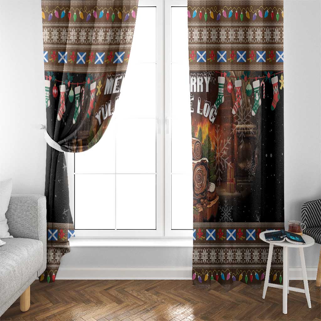 Scotland Christmas Window Curtain Merry Yule Log - Wonder Print Shop