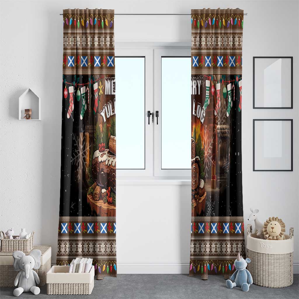Scotland Christmas Window Curtain Merry Yule Log - Wonder Print Shop