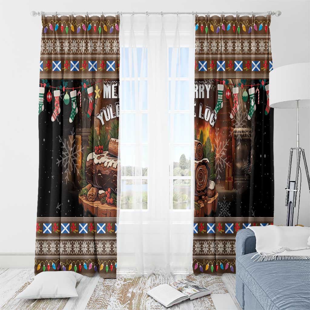 Scotland Christmas Window Curtain Merry Yule Log - Wonder Print Shop