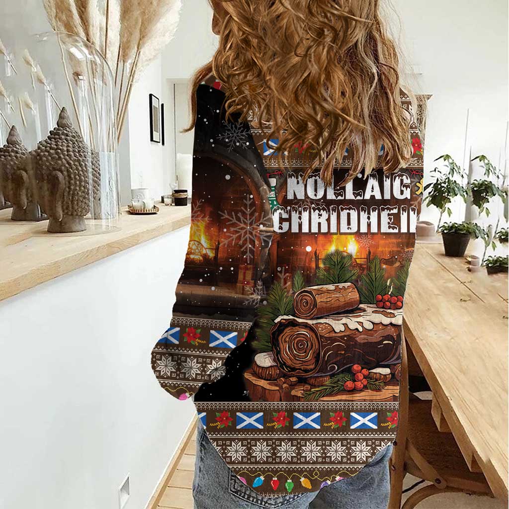 Scotland Christmas Women Casual Shirt Merry Yule Log - Wonder Print Shop