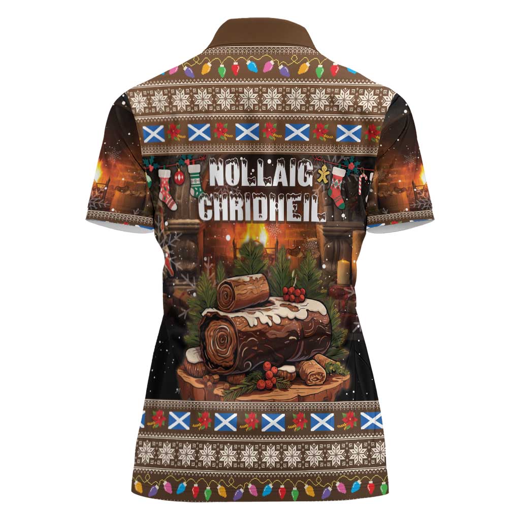 Scotland Christmas Women Polo Shirt Merry Yule Log - Wonder Print Shop