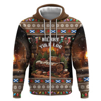 Scotland Christmas Zip Hoodie Merry Yule Log - Wonder Print Shop