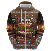 Scotland Christmas Zip Hoodie Merry Yule Log - Wonder Print Shop