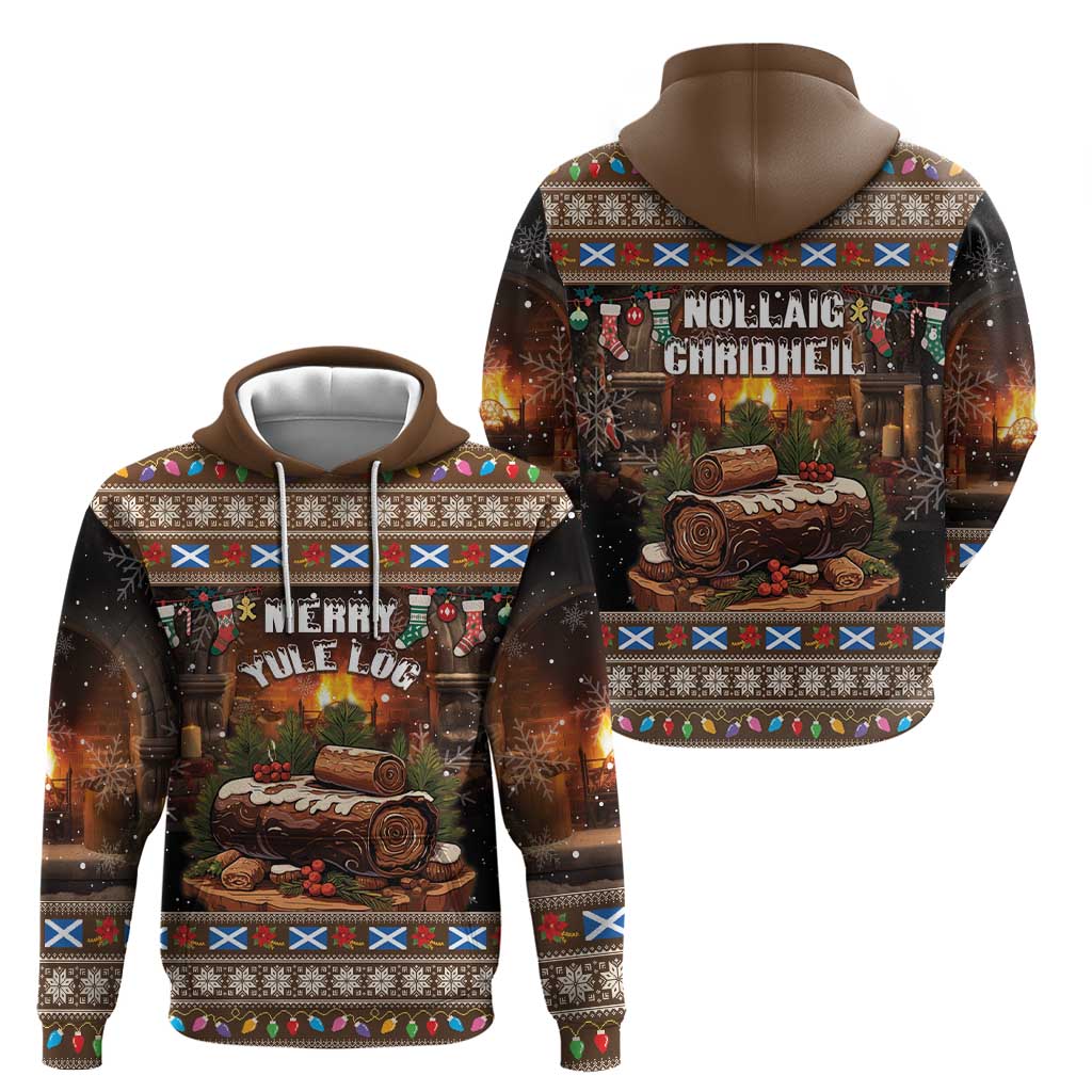 Scotland Christmas Zip Hoodie Merry Yule Log - Wonder Print Shop