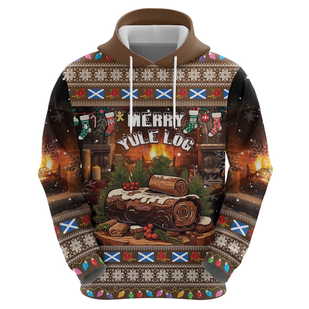 Scotland Christmas Zip Hoodie Merry Yule Log - Wonder Print Shop