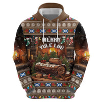 Scotland Christmas Zip Hoodie Merry Yule Log - Wonder Print Shop