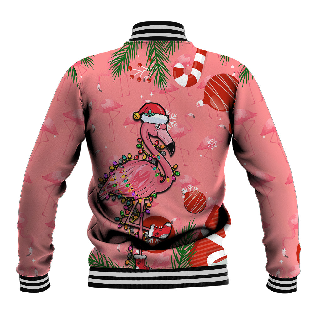 Flamingo Christmas Baseball Jacket 2023 Seamless Xmas Vibes - Wonder Print Shop