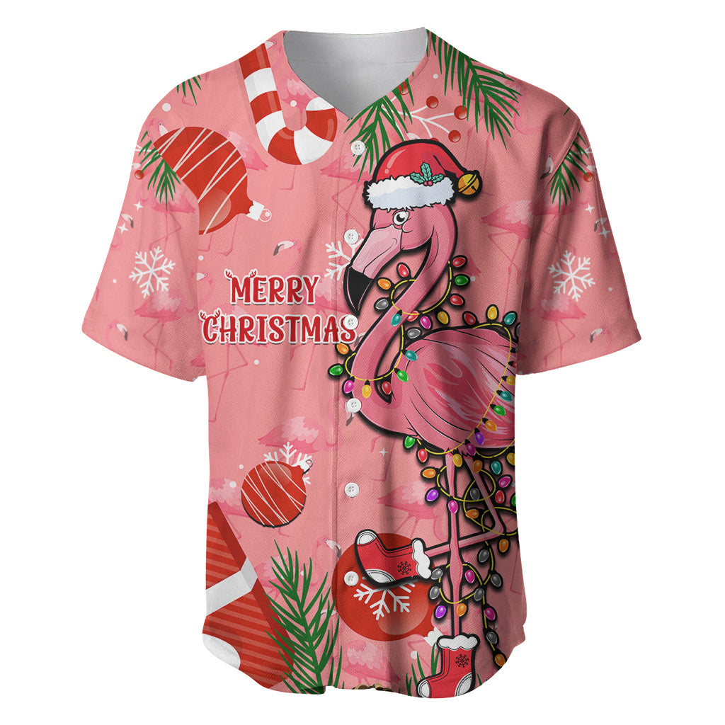 Flamingo Christmas Baseball Jersey 2023 Seamless Xmas Vibes - Wonder Print Shop