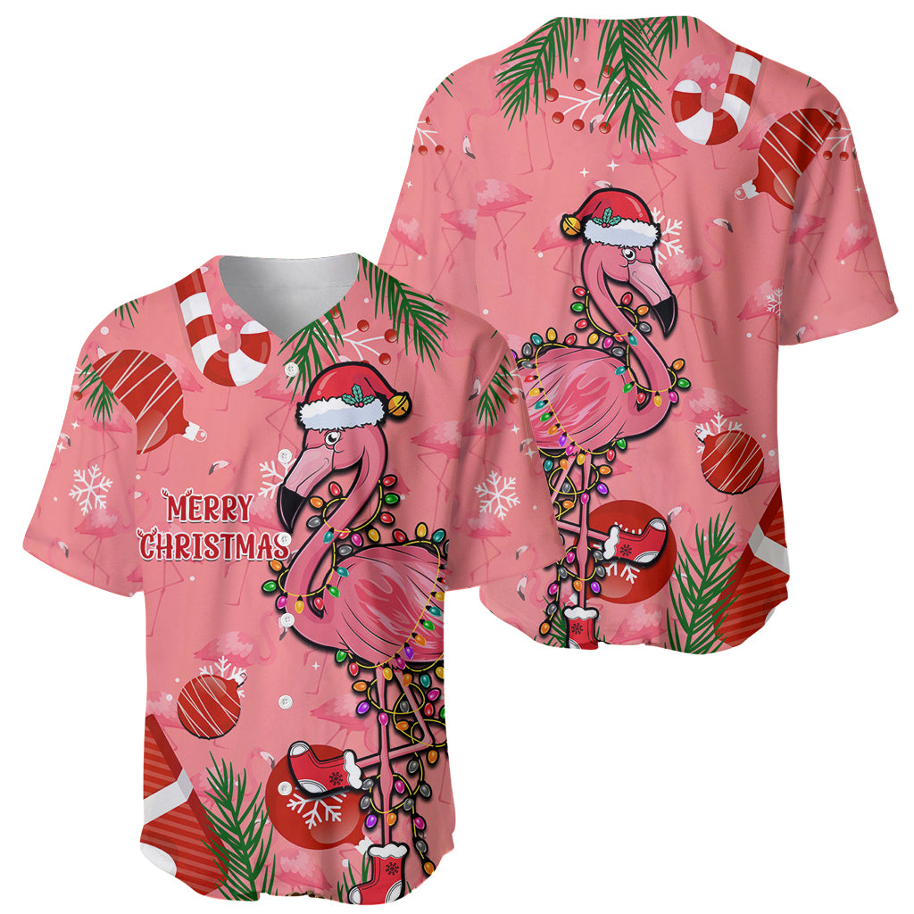 Flamingo Christmas Baseball Jersey 2023 Seamless Xmas Vibes - Wonder Print Shop