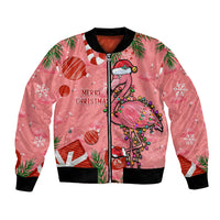 Flamingo Christmas Bomber Jacket 2023 Seamless Xmas Vibes - Wonder Print Shop