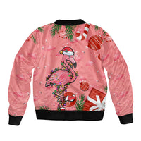 Flamingo Christmas Bomber Jacket 2023 Seamless Xmas Vibes - Wonder Print Shop