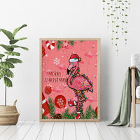 Flamingo Christmas Canvas Wall Art 2023 Seamless Xmas Vibes - Wonder Print Shop