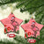 Flamingo Christmas Ceramic Ornament 2023 Seamless Xmas Vibes - Wonder Print Shop