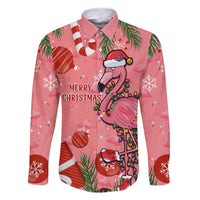 Flamingo Christmas Family Matching Long Sleeve Bodycon Dress and Hawaiian Shirt 2023 Seamless Xmas Vibes - Wonder Print Shop