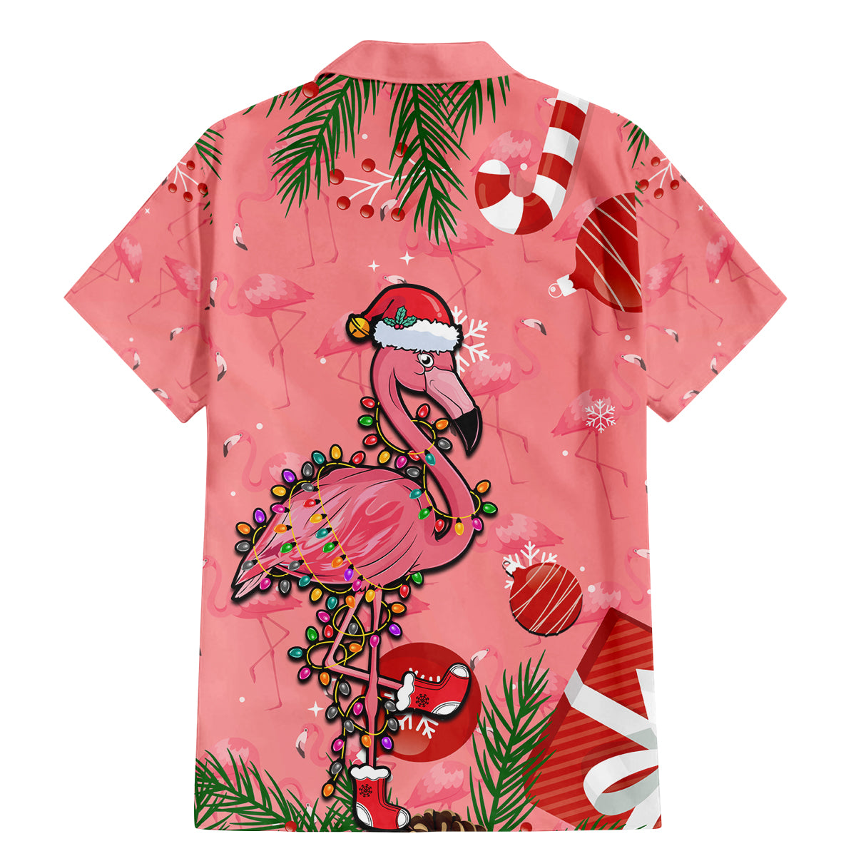 Flamingo Christmas Family Matching Mermaid Dress and Hawaiian Shirt 2023 Seamless Xmas Vibes - Wonder Print Shop