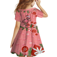 Flamingo Christmas Family Matching Off Shoulder Short Dress and Hawaiian Shirt 2023 Seamless Xmas Vibes - Wonder Print Shop