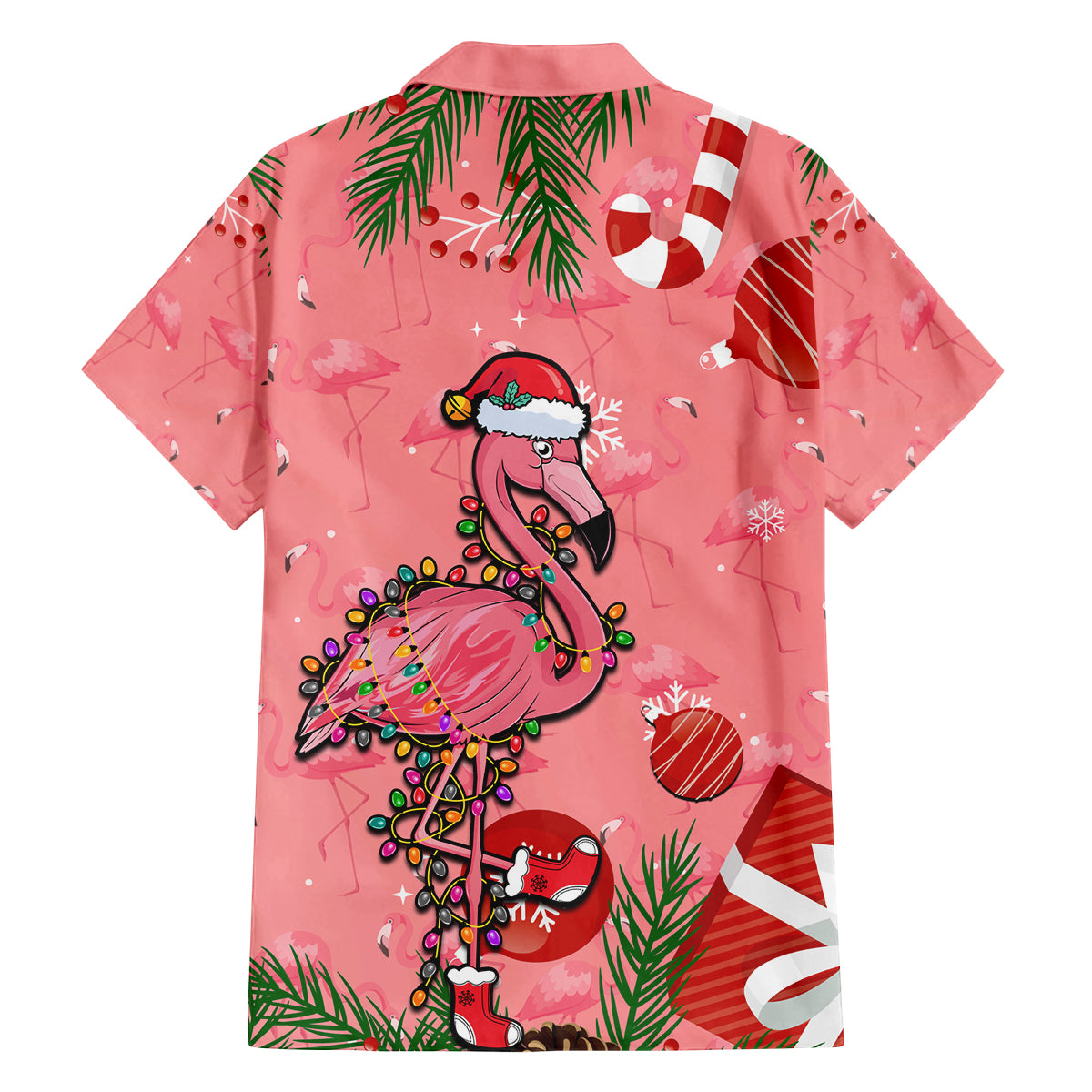 Flamingo Christmas Family Matching Puletasi Dress and Hawaiian Shirt 2023 Seamless Xmas Vibes - Wonder Print Shop