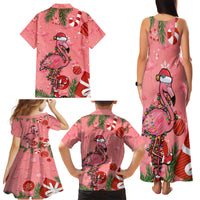 Flamingo Christmas Family Matching Tank Maxi Dress and Hawaiian Shirt 2023 Seamless Xmas Vibes - Wonder Print Shop
