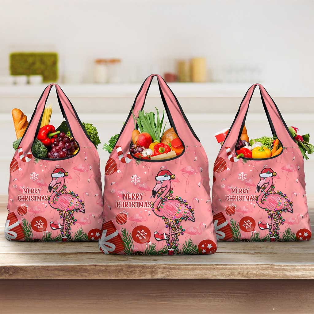 Flamingo Christmas Grocery Bag Seamless Xmas Vibes