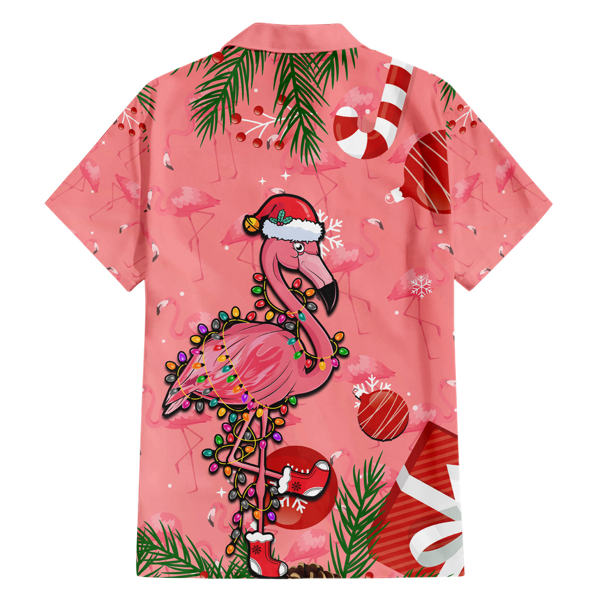 Flamingo Christmas Hawaiian Shirt 2023 Seamless Xmas Vibes - Wonder Print Shop