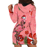 Flamingo Christmas Hoodie Dress 2023 Seamless Xmas Vibes - Wonder Print Shop