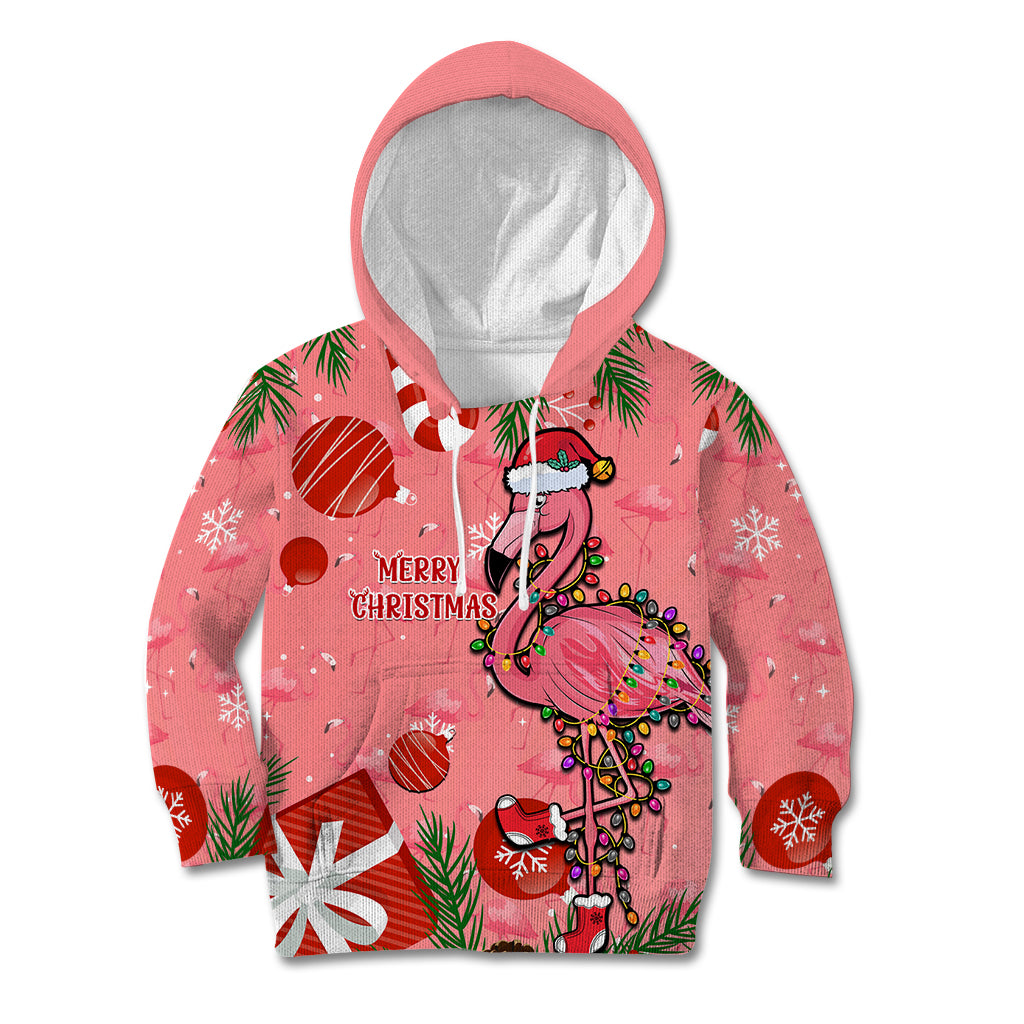 Flamingo Christmas Kid Hoodie 2023 Seamless Xmas Vibes - Wonder Print Shop