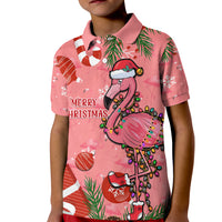 Flamingo Christmas Kid Polo Shirt 2023 Seamless Xmas Vibes - Wonder Print Shop