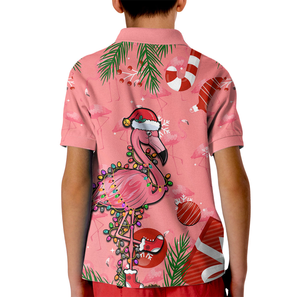 Flamingo Christmas Kid Polo Shirt 2023 Seamless Xmas Vibes - Wonder Print Shop